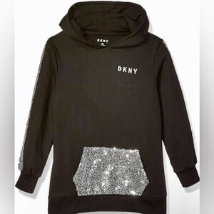 DKNY Girls Sequined Pullover Hooded Sweatshirt